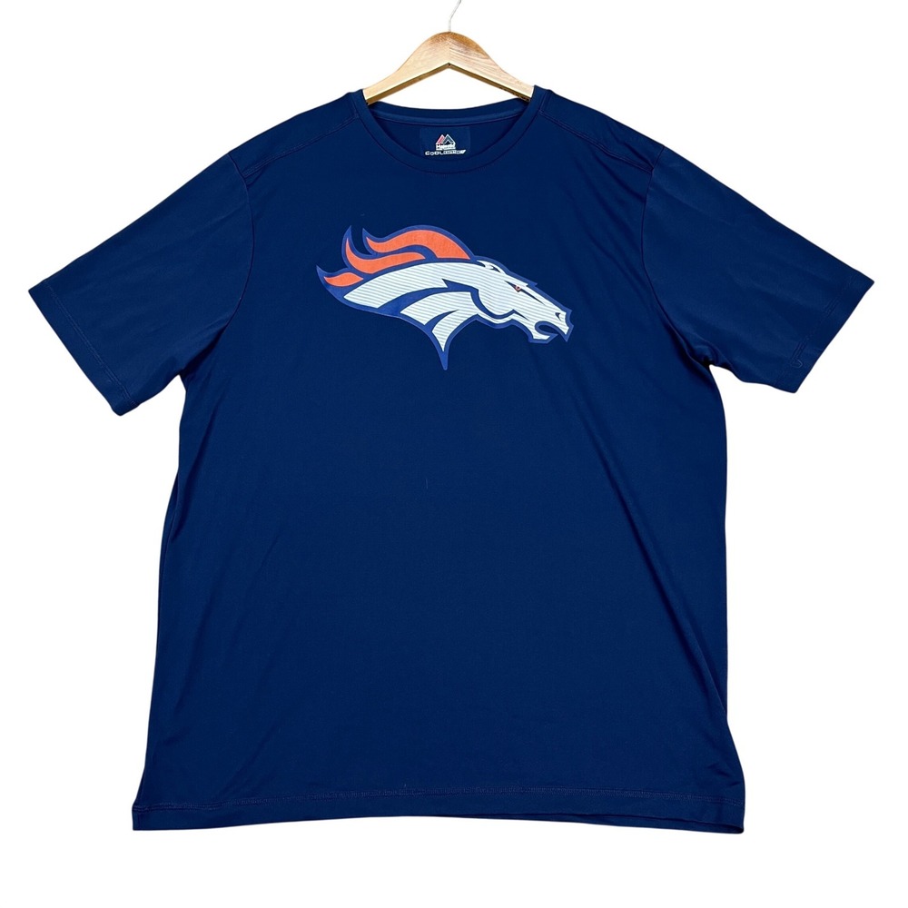 Denver Broncos Majestic‎ T-Shirt Mens Large Navy Blue Short Sleeve Cool Base NFL